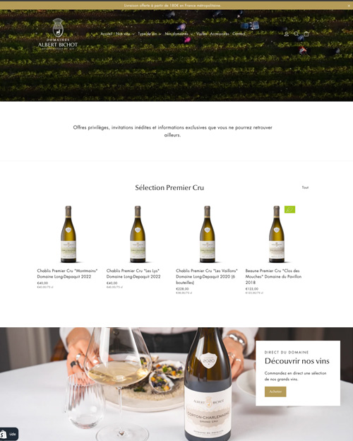 Boutique Shopify Domaines Albert Bichot propulsée par vin.co