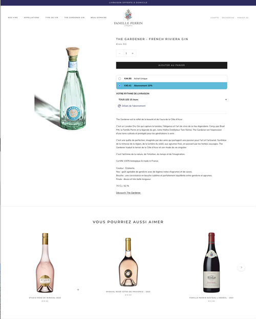 Boutique Shopify Famille Perrin propulsée par vin.co