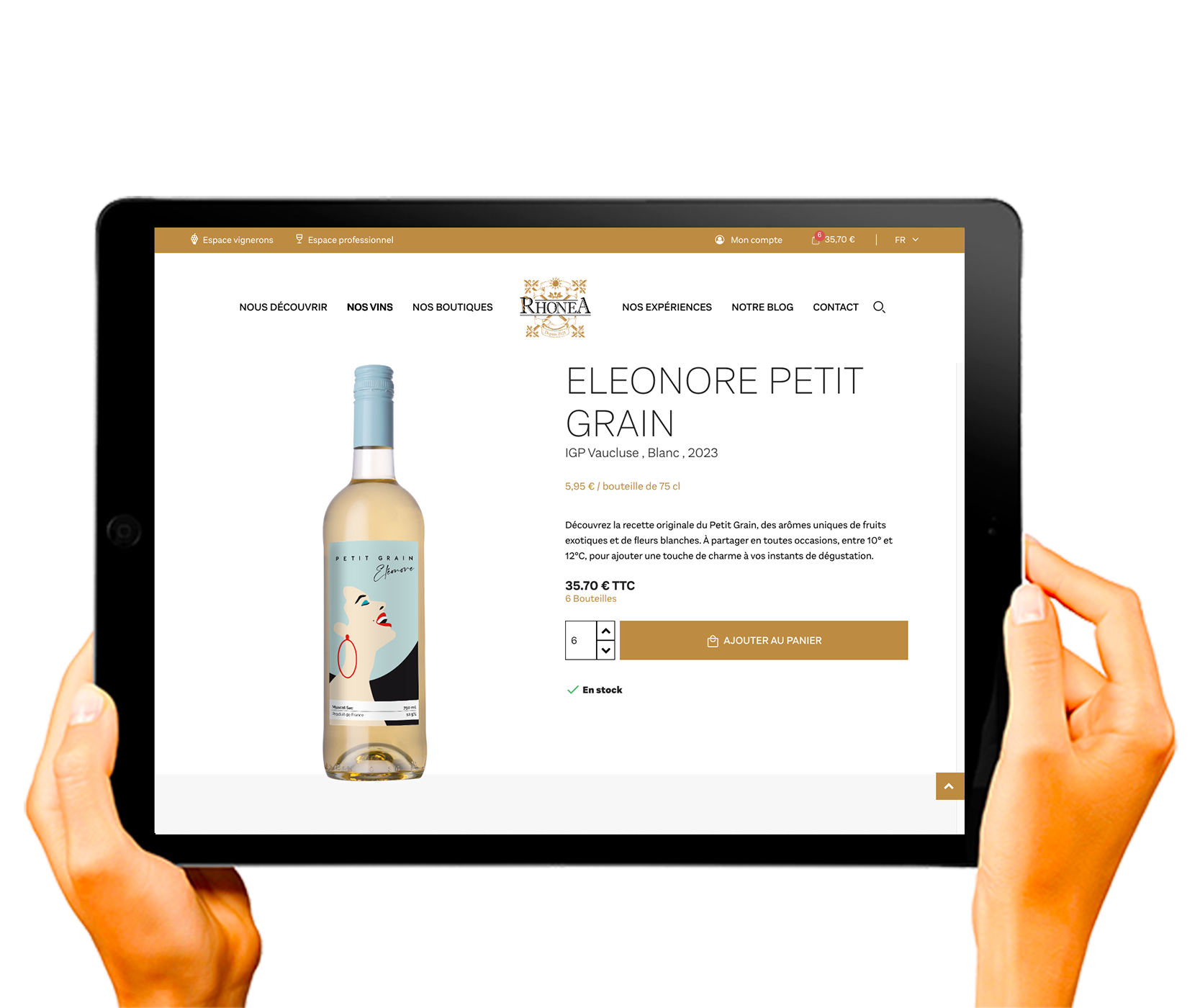 Exemple d'intégration du Nutri Embed Code Vin.co sur un site e-commerce pour le produit 